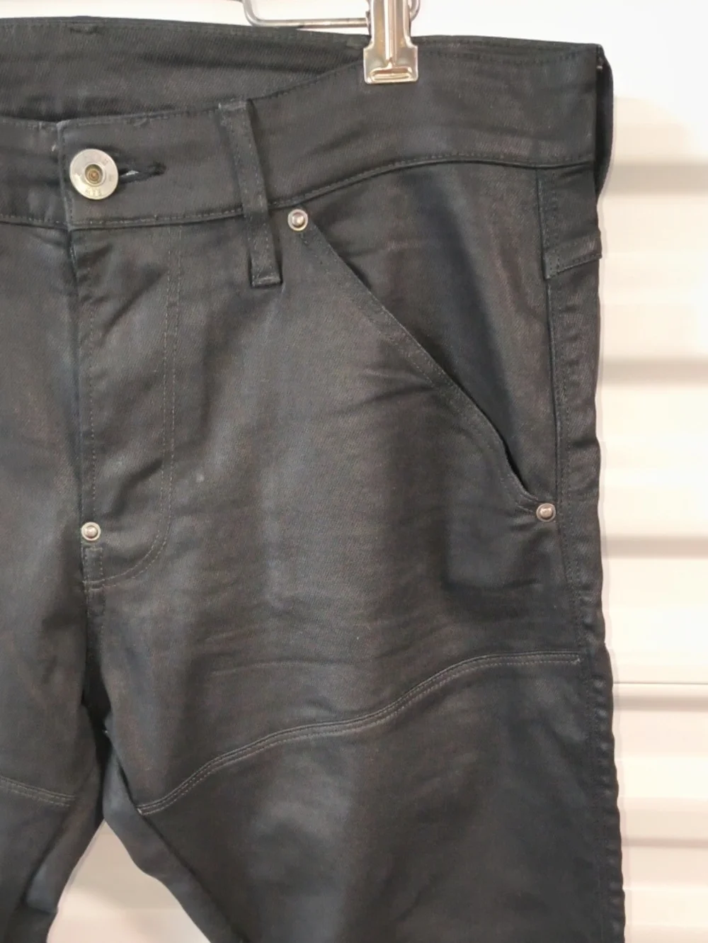 G-Star RAW 5620 3D Zip Knee Skinny Jeans Black Waxed Finish 33 x 32